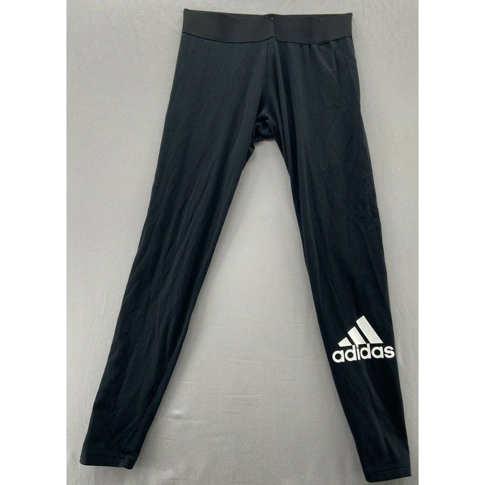ADIDAS Black Leggings Women's Size Small Yoga Black‎ White Logo Exercise